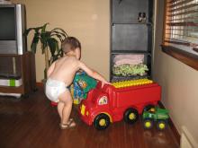 James finding his new semi filled with MegaBloks