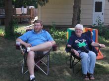 Uncle Matt trying to smile and Grandma